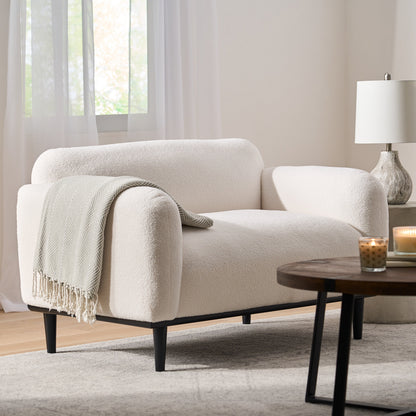 Contemporary Boucle Loveseat and Rounded Design