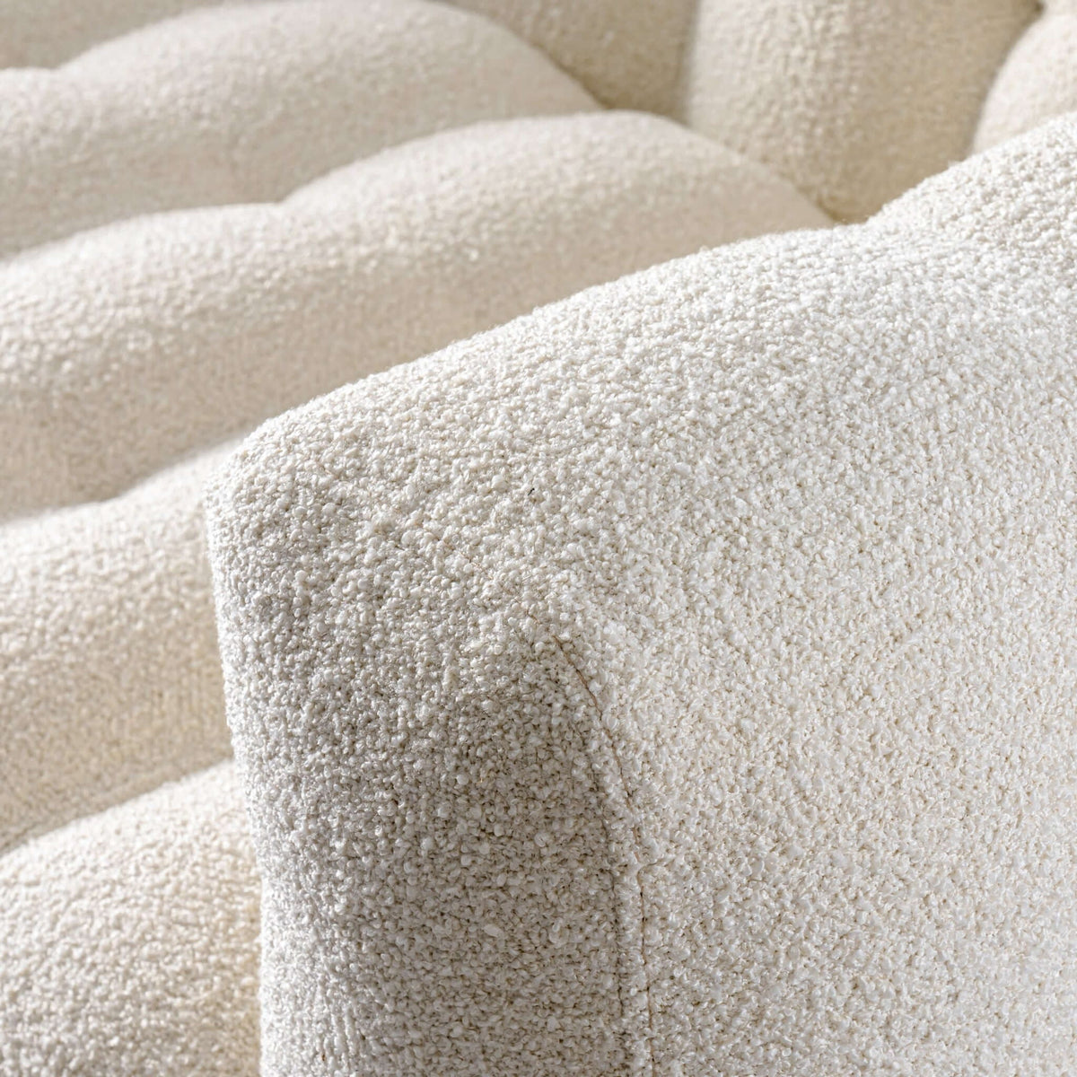 Eden Modern Tufted Chesterfield Sofa fabric close-up in ivory boucle by HouseOfZazla on Tampa Home & Garden Store