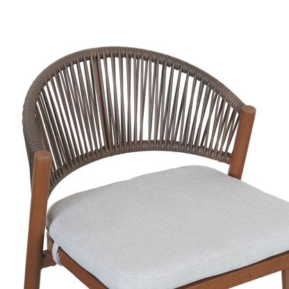 Outdoor 26-inch counter height stool with scalloped wicker back and gray water-resistant cushion on Tampa Home & Garden Store