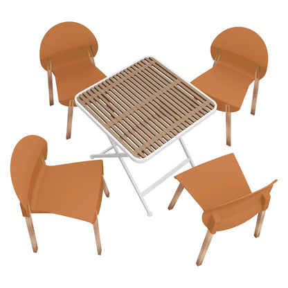 4 Piece Set Of Single Chairs With A Folding Square Table orange seats wood legs white frame on Tampa Home & Garden Store