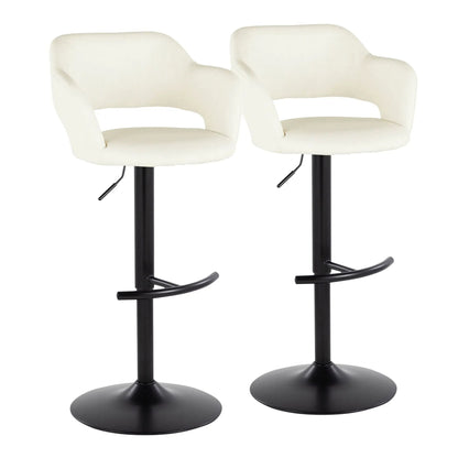Margarite adjustable swivel barstools with rounded T-footrests in cream upholstery set of 2 on Tampa Home & Garden Store