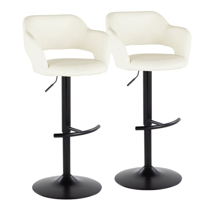 Margarite adjustable barstool set of 2 in white with swivel, black bases by HouseOfZazla on Tampa Home & Garden Store