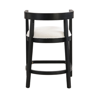 Modern rubberwood counter stool with upholstered cream seat, black finish, HouseOfZazla on Tampa Home & Garden Store