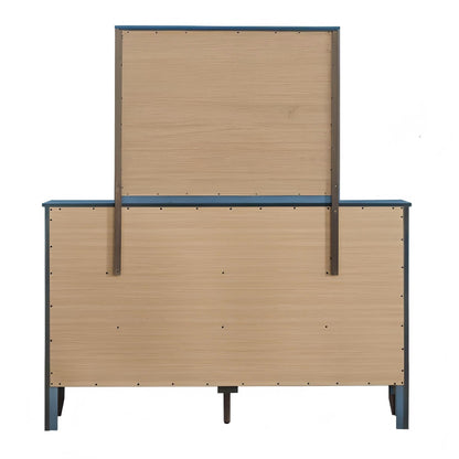 6-drawer dresser by HouseOfZazla with blue trim and metal frame back view on Tampa Home & Garden Store