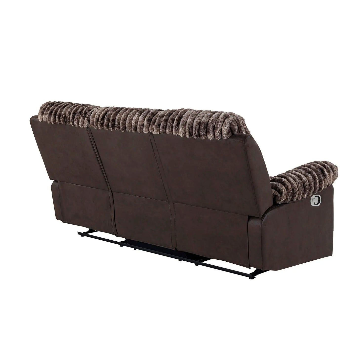 Bruni Reclining Loveseat brown leather with faux fur throw, manual recline by Unique Piece on Tampa Home & Garden Store