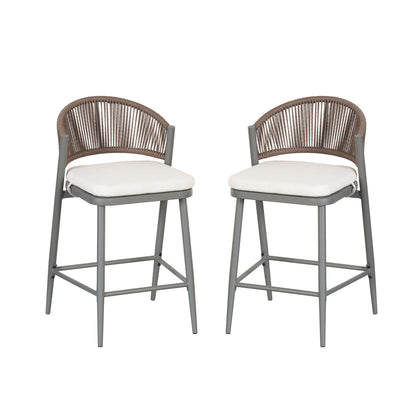 Outdoor Counter Stools with Wicker and Metal
