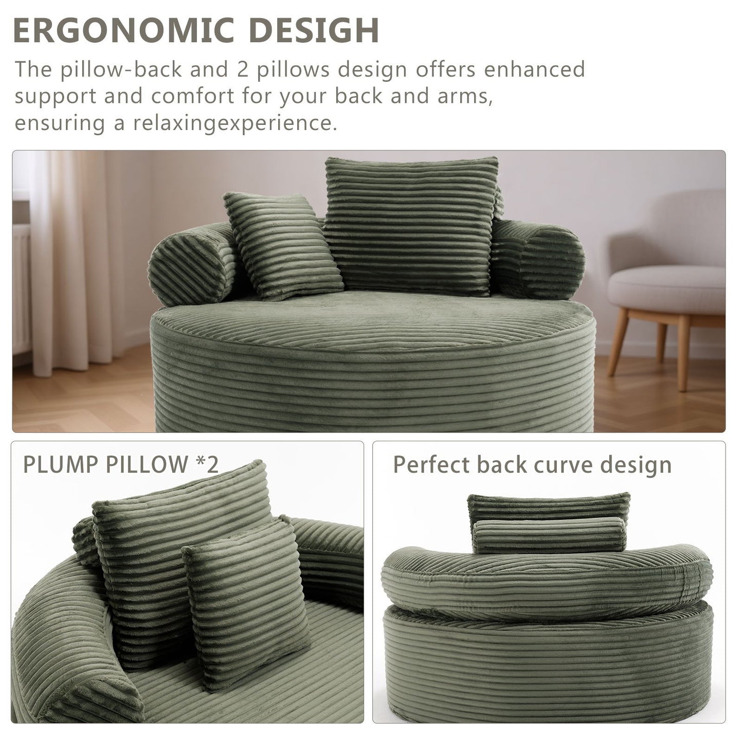 Round Sofa Bed and Pillows for the Living Room
