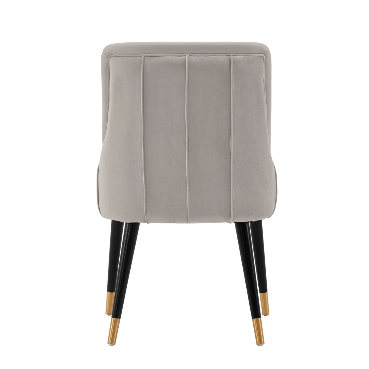 Eda Dining Chair with Stitched Upholstery, gray fabric, black legs with gold tips on Tampa Home & Garden Store