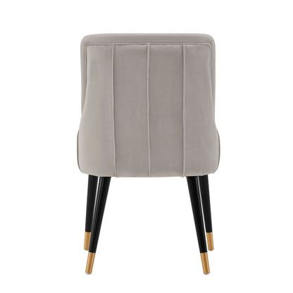 Eda Dining Chair with Stitched Upholstery, gray fabric, black legs with gold tips on Tampa Home & Garden Store
