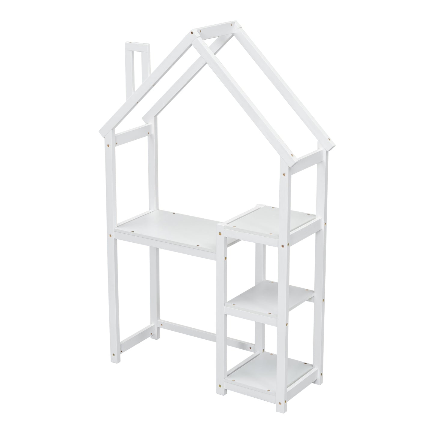 House-shaped Wooden writing Desk,Kids study Table,Bookshelf & Toy Storage,White - Tampa Home & Garden Store