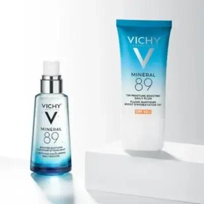 Vichy Mineral 89 skincare two-item duo: serum bottle and SPF50+ daily moisturizing cream tube on Tampa Home & Garden Store
