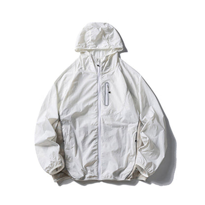 Camouflage Spliced Thin Hooded Sun Protection Clothing Men's Outdoor Sports Reflective Design Casual Jacket Trendy