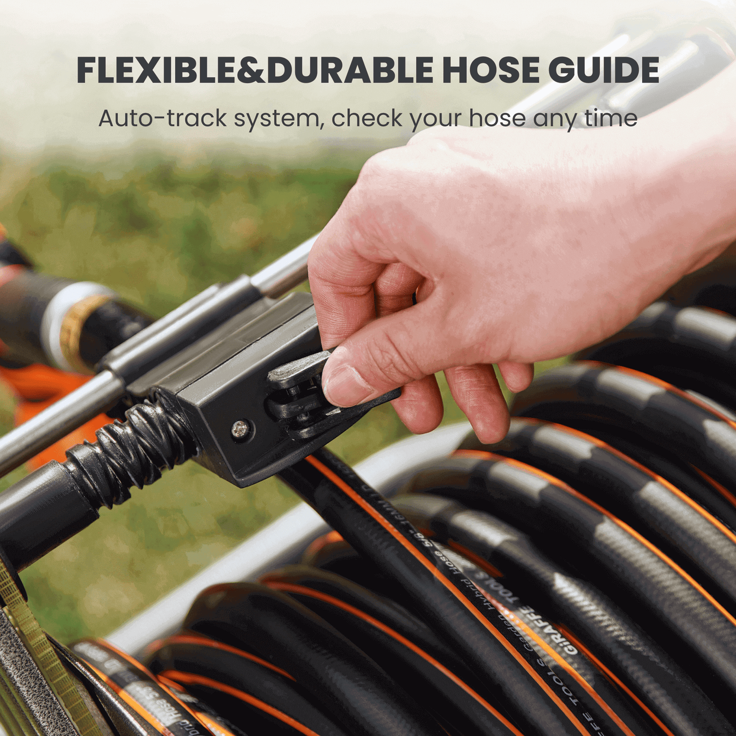 Carrete para manguera de jardín - 2 ruedas - Acero inoxidable - Resistente