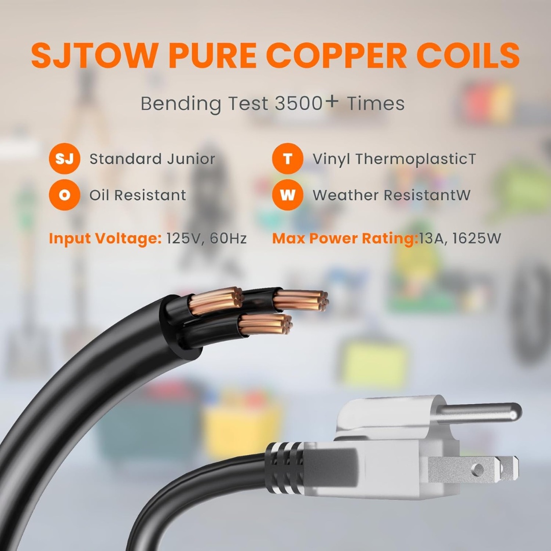 Enrouleur de rallonge rétractable - 12/14/16 AWG