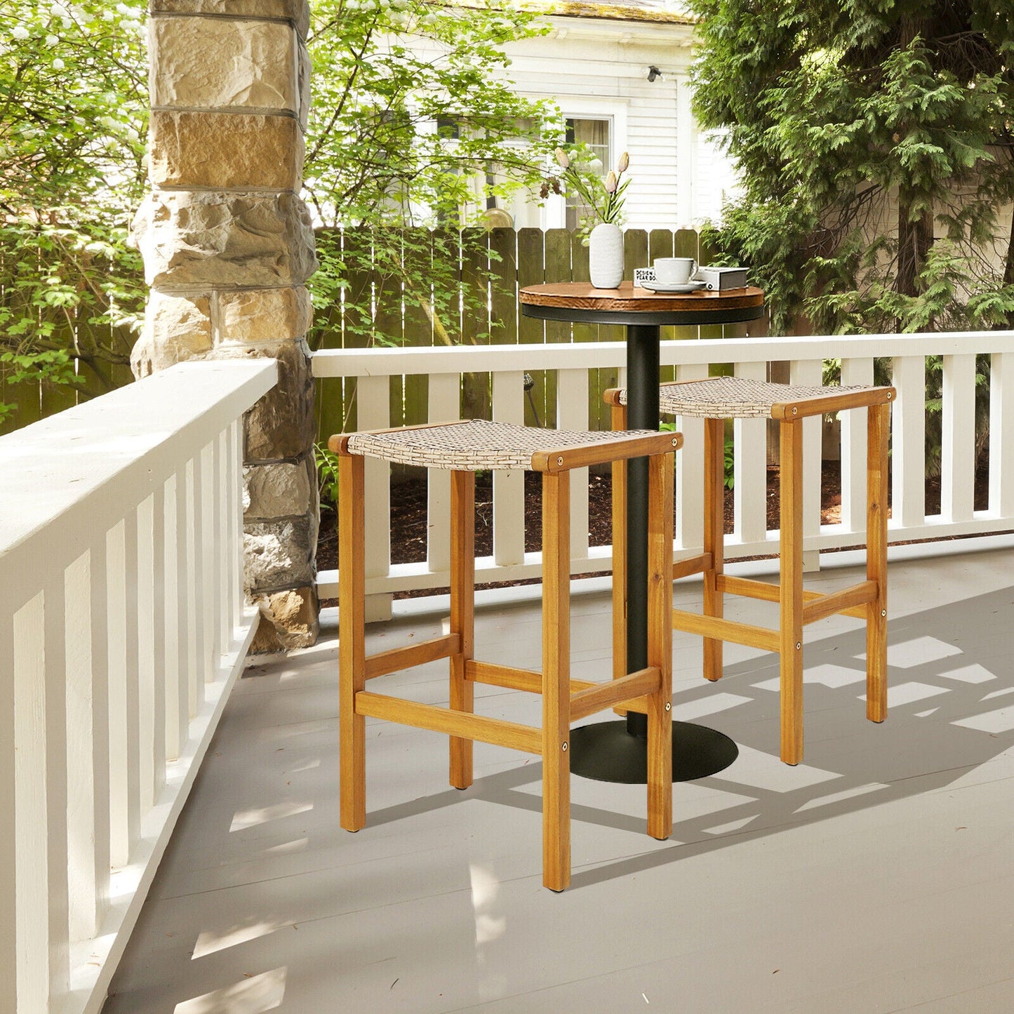 Taburetes de barra de madera para patio, juego de 2/4-2 piezas