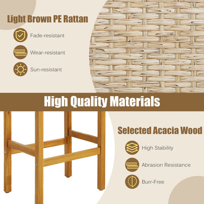 Taburetes de barra de madera para patio, juego de 2/4-2 piezas