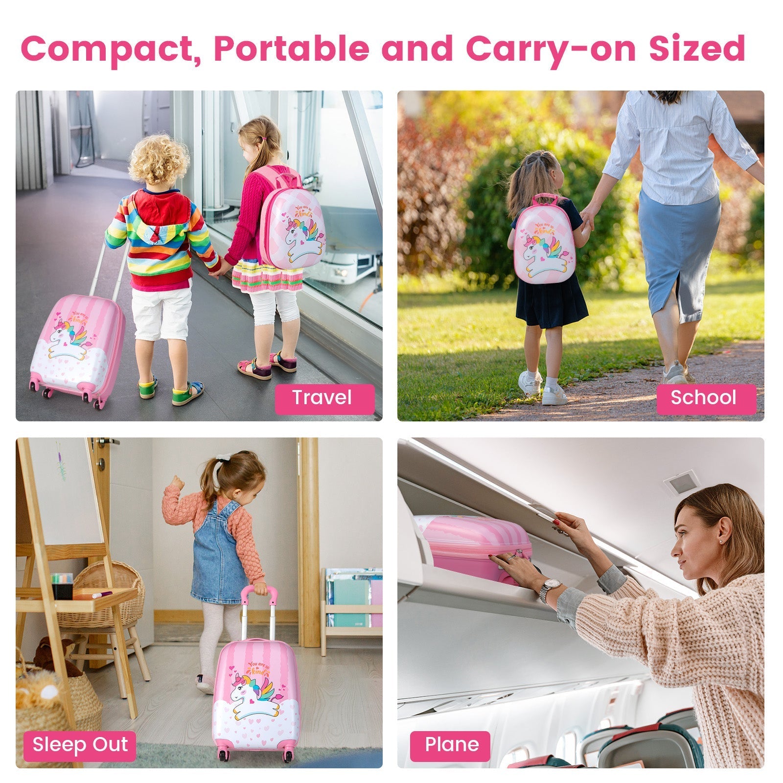 2-piece GemGear kids luggage set with 12in unicorn backpack and 16in pink suitcase on Tampa Home & Garden Store