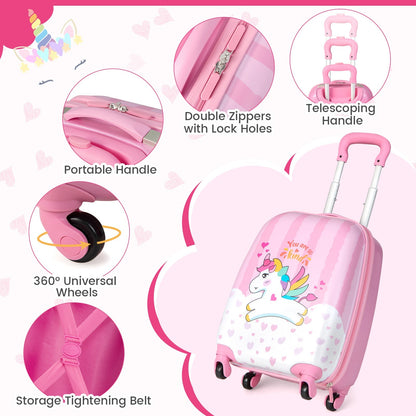 GemGear unicorn kids luggage set: 12in backpack and 16in suitcase pink with telescoping handle on Tampa Home & Garden Store