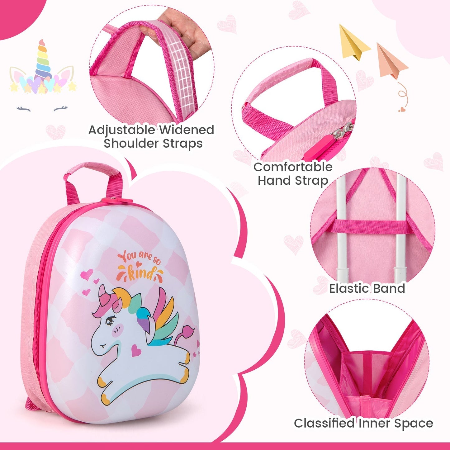 GemGear 2-piece kids unicorn luggage set: pink 12in backpack and 16in suitcase for travel on Tampa Home & Garden Store