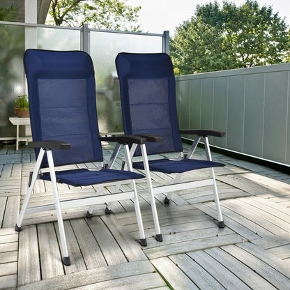 2Pcs Patio Dining Chair with Adjust Portable Headrest-Blue - Tampa Home & Garden Store