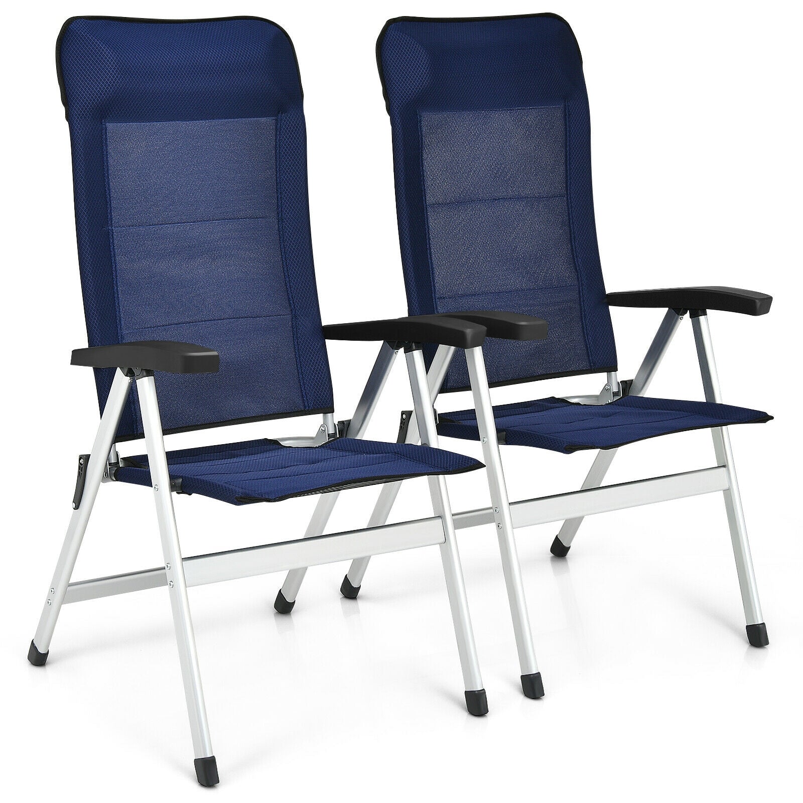 2Pcs Patio Dining Chair with Adjust Portable Headrest-Blue - Tampa Home & Garden Store