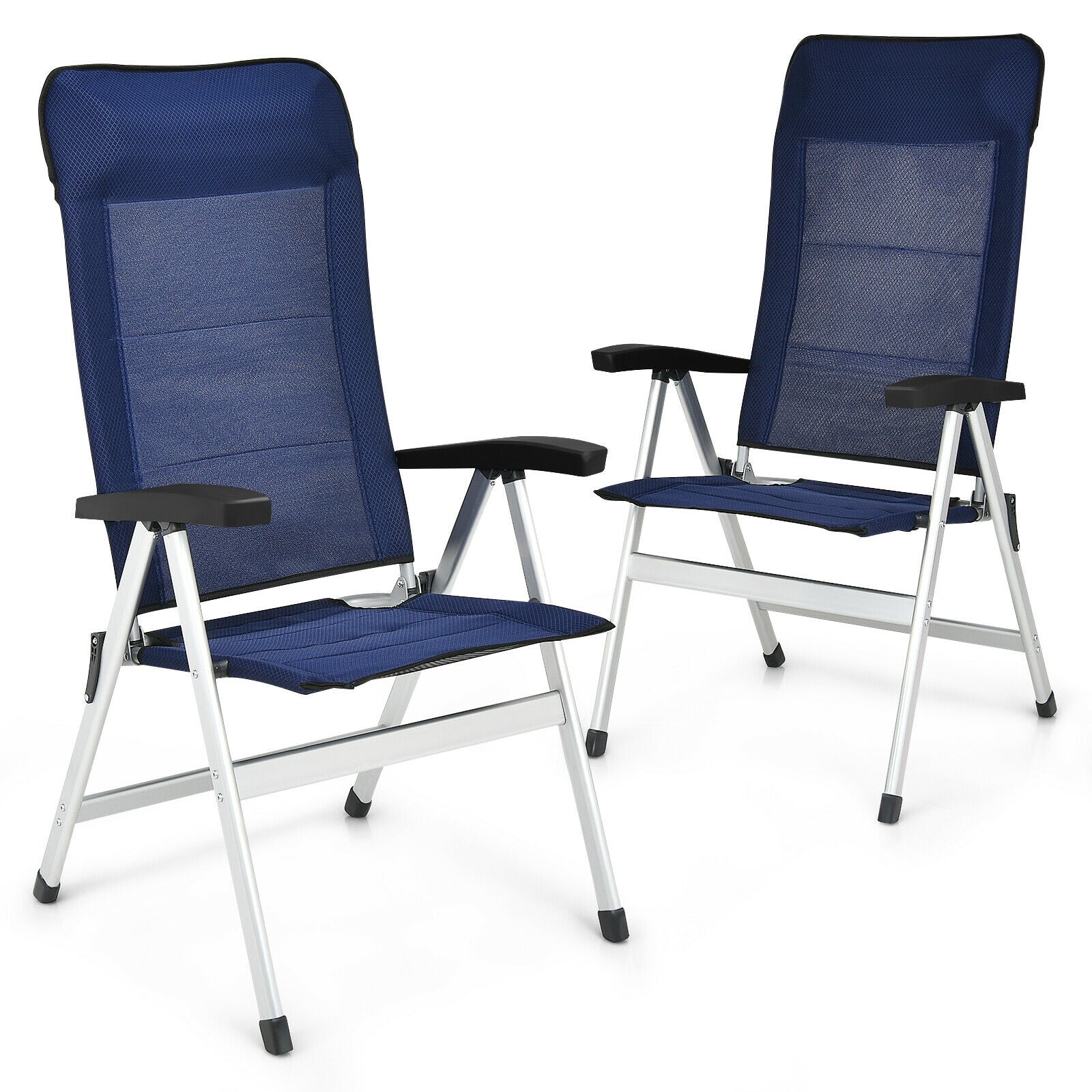 2Pcs Patio Dining Chair with Adjust Portable Headrest-Blue - Tampa Home & Garden Store