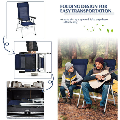 2Pcs Patio Dining Chair with Adjust Portable Headrest-Blue - Tampa Home & Garden Store