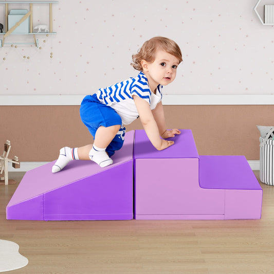2-Piece Step and Slide Climber for Infants and Toddlers Baby Soft Play Set Foam Blocks-Purple - Tampa Home & Garden Store