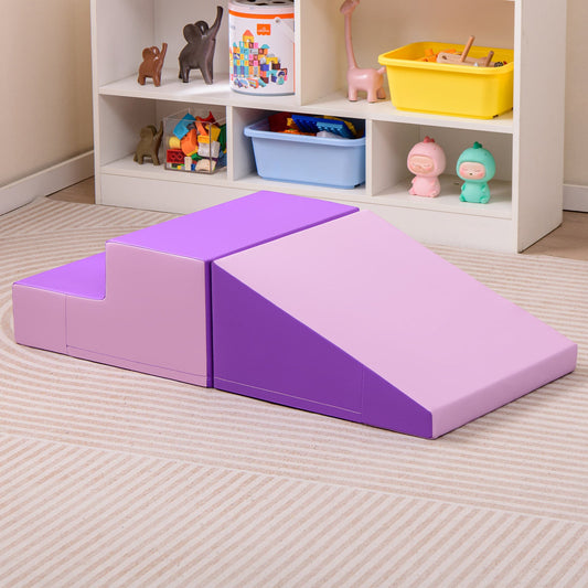 2-Piece Step and Slide Climber for Infants and Toddlers Baby Soft Play Set Foam Blocks-Purple - Tampa Home & Garden Store