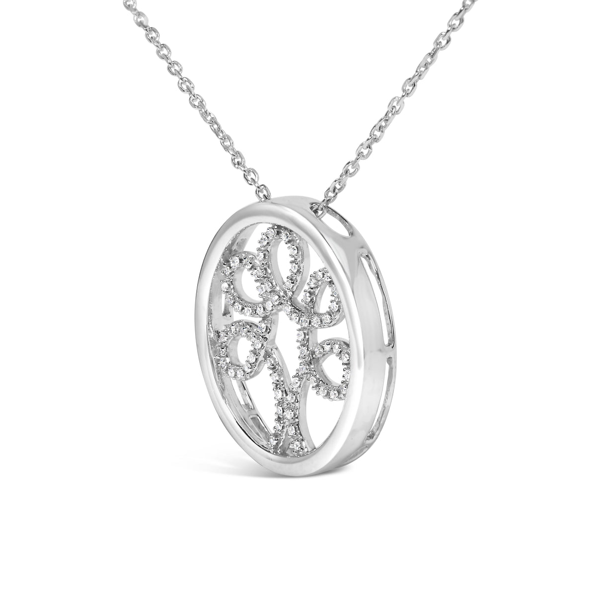 Sterling silver Tree of Life pendant necklace with diamonds 1/10 cttw I-J I3 by Bids.com on Tampa Home & Garden Store