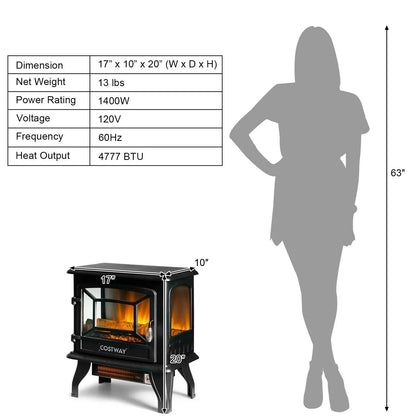 Freestanding Electric Heater with Dancing Flame