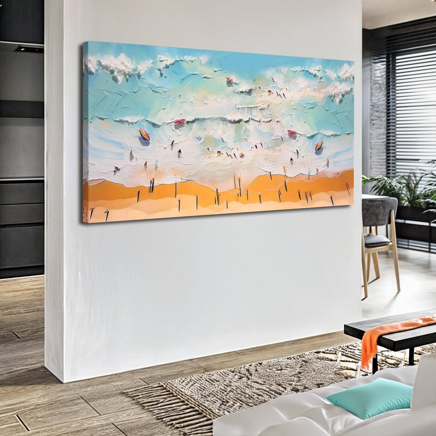 Beach Days Wall Art VI canvas by Tailored Canvases; turquoise ocean and orange beach on Tampa Home & Garden Store