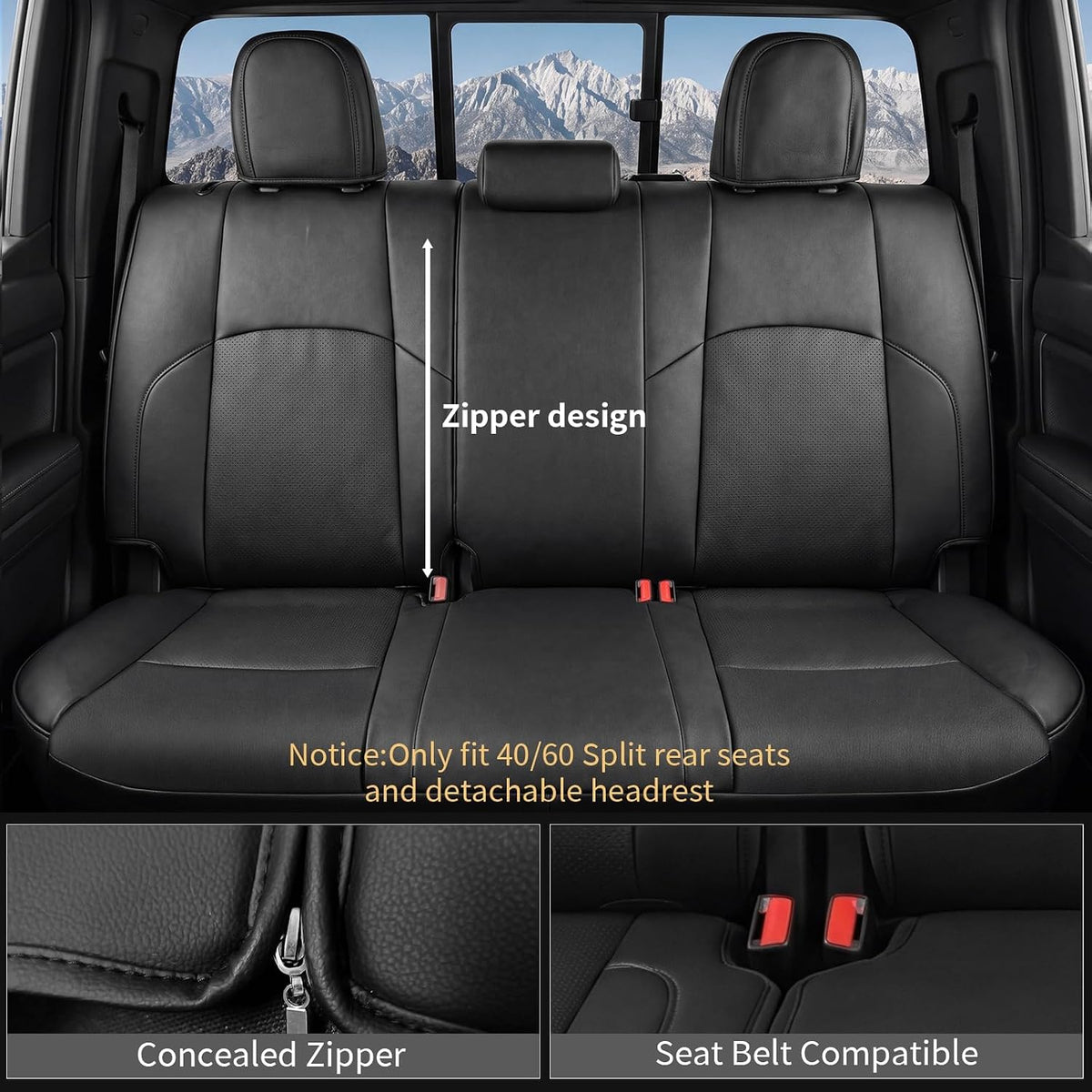 Truck Seat Cover Umbrauto for Toyota Tacoma 2024–2026 Double Cab in black Nappa leather on Tampa Home & Garden Store