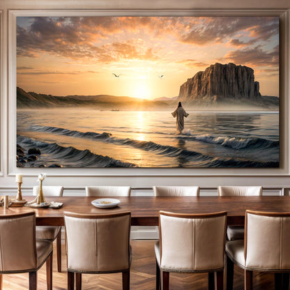 Walking on Water Faith Wall Art X canvas Tailored Canvases; sunset seascape with rock on Tampa Home & Garden Store