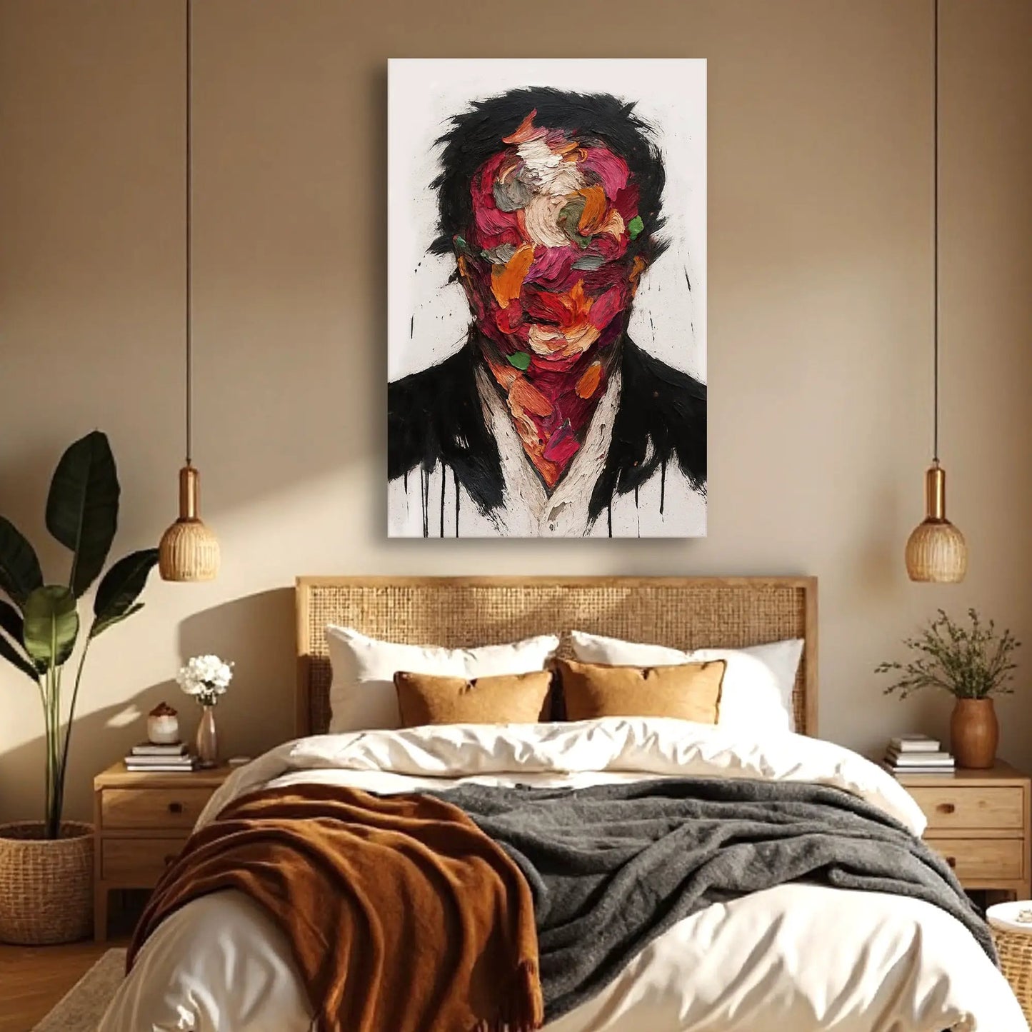 Petals of Identity Wall Art canvas abstract portrait with multicolor textured petals on Tampa Home & Garden Store