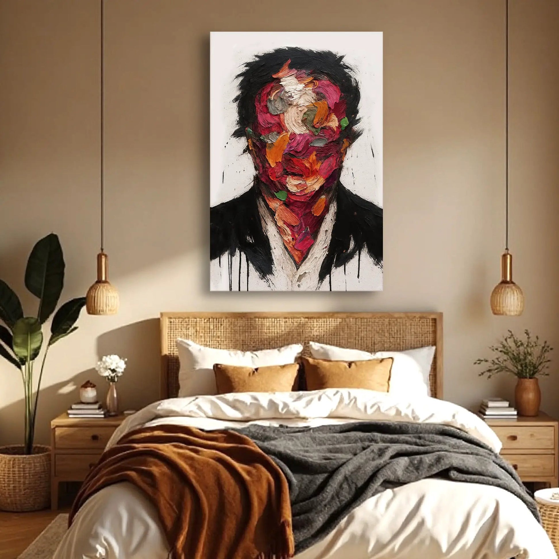 Petals of Identity Wall Art canvas abstract portrait with multicolor textured petals on Tampa Home & Garden Store