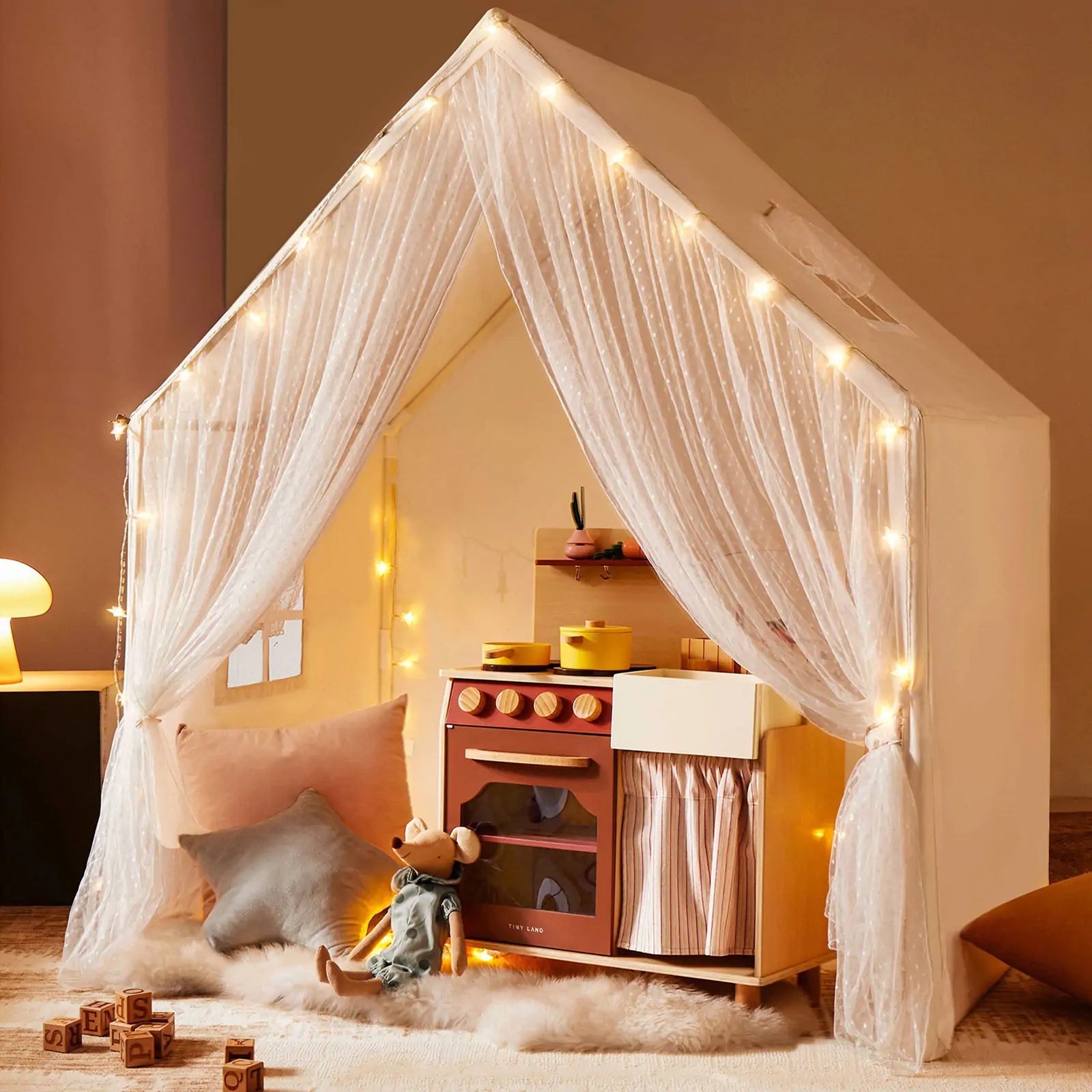 Tiny Land Kids Tent large cozy play house with star lights and sheer curtains Tiny Land INC on Tampa Home & Garden Store