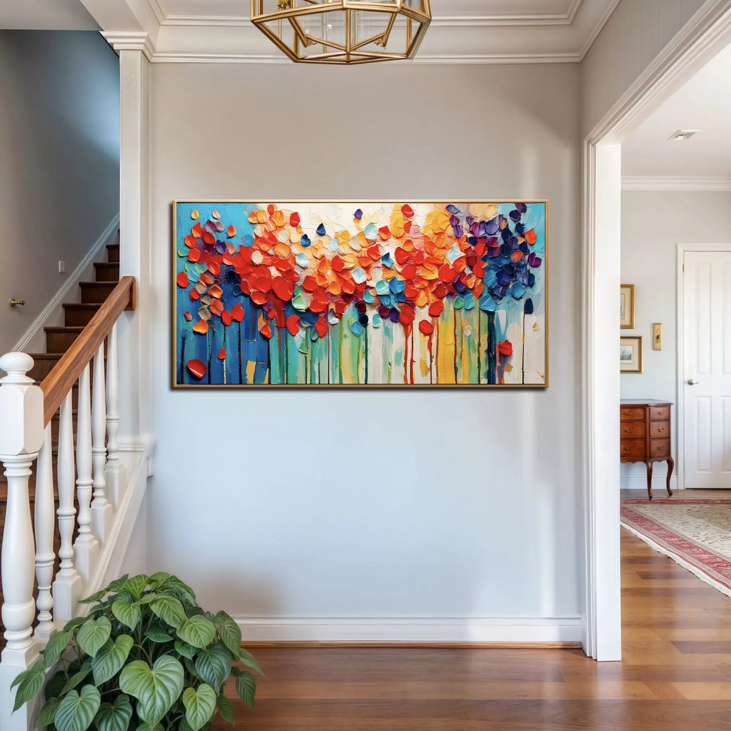 Colorful Petals Wall Art canvas by Tailored Canvases, vibrant petal textures, foyer display on Tampa Home & Garden Store