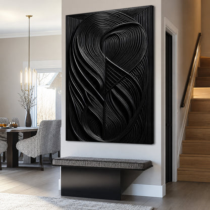 Tailored Canvases Modern Black Waves Wall Art canvas, two-panel black swirl design on Tampa Home & Garden Store