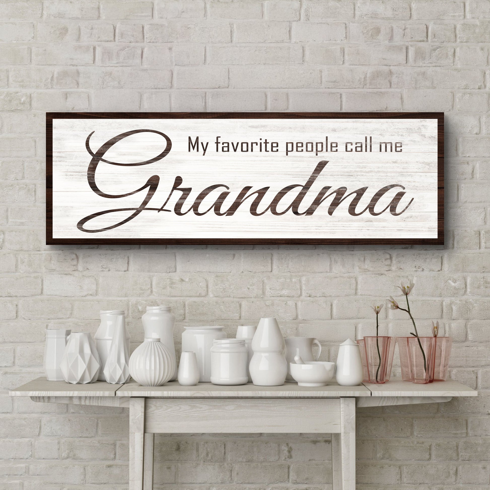 Canvas sign My Favorite People Call Me Grandma by Tailored Canvases with rustic white wood look on Tampa Home & Garden Store