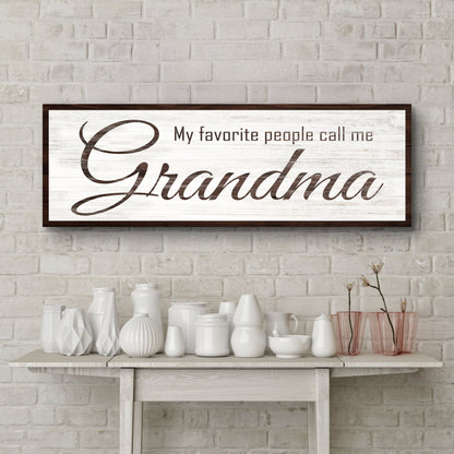 Canvas sign My Favorite People Call Me Grandma by Tailored Canvases with rustic white wood look on Tampa Home & Garden Store