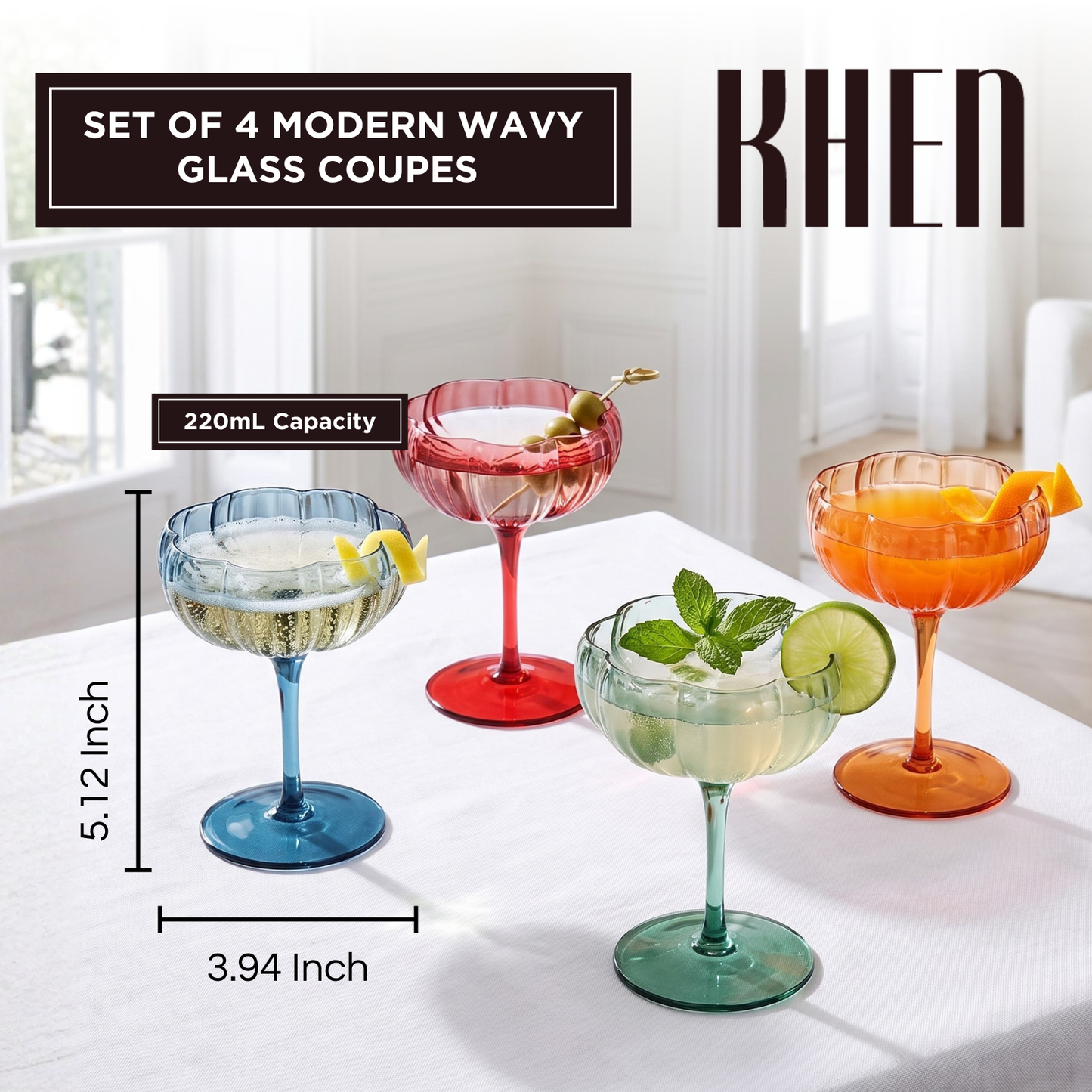 Muted Flower Coupe Glasses and a Set of Four