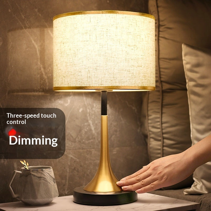 Stevvex ST125099AYL gold base beige shade dimmable touch control on Tampa Home & Garden Store