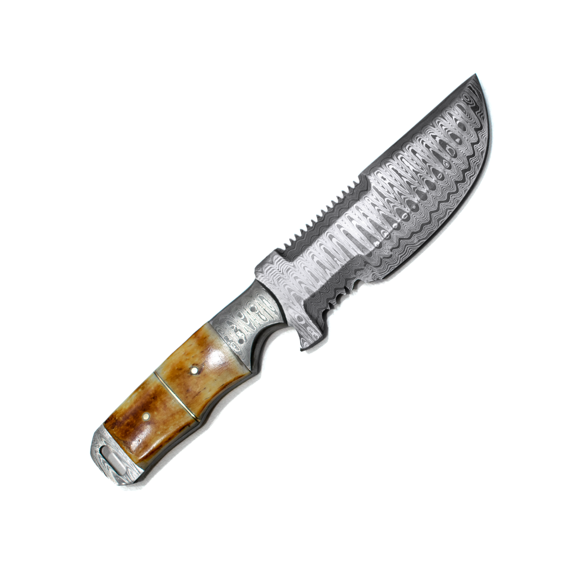 Damascus Custom Tracker knife by Titan International K with damascus blade and bone handle on Tampa Home & Garden Store