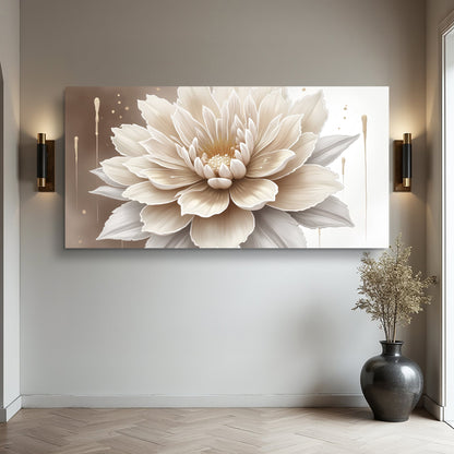 Single Beige Flower Abstract Wall Art Canvas; cream bloom large beige backdrop on Tampa Home & Garden Store