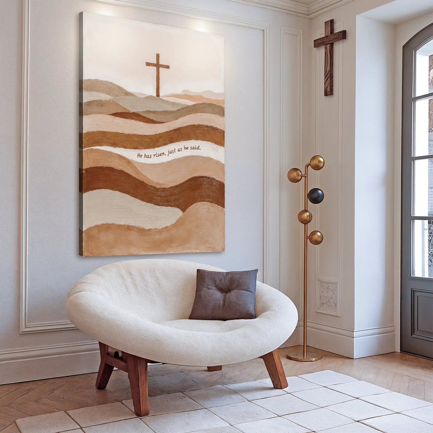 He Has Risen Just As He Said faith canvas sign with cross and tan dunes Tailored Canvases crafting canvas on Tampa Home & Garden Store