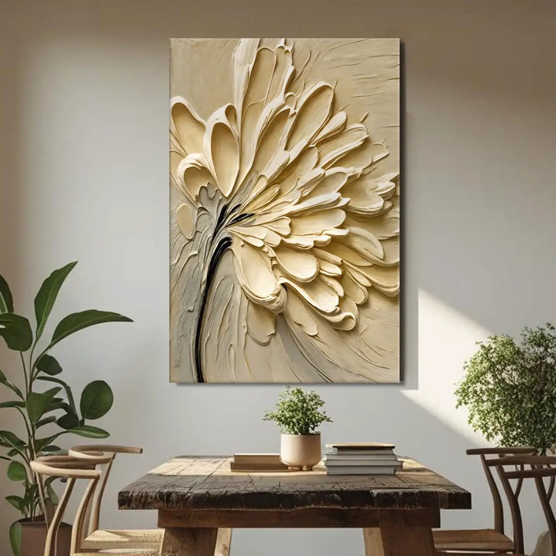 Flower Splatter Wall Art canvas by Tailored Canvases cream textured petals crafting canvas on Tampa Home & Garden Store