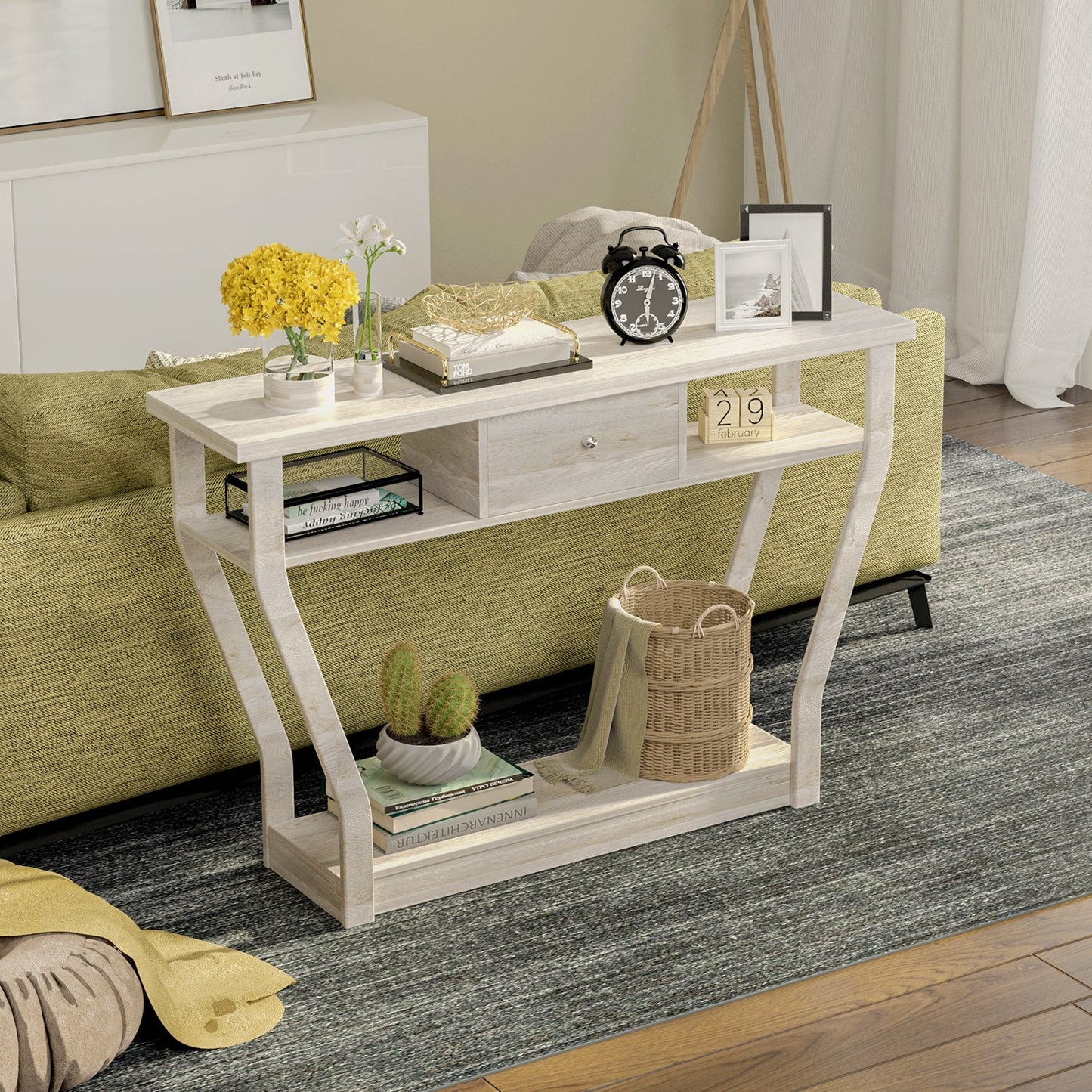 Mesa auxiliar de sofá moderna con cajón - Gris