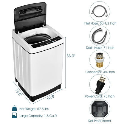 Lavadora completamente automática 1.5 pies cúbicos 11 libras - Blanca