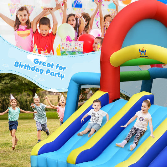 Inflatable Jumping Castle Bounce House with Dual Slides and 480W Blower - Tampa Home & Garden Store